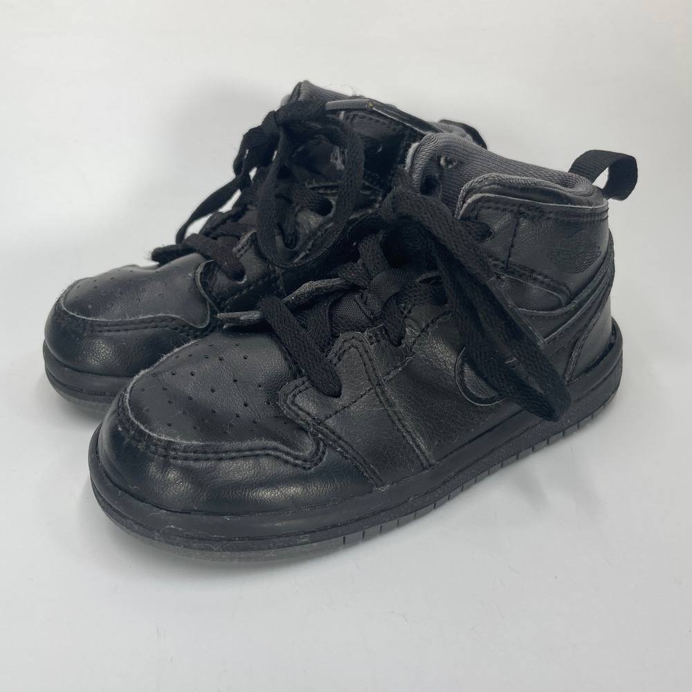 Nike Toddler 8C Air Jordan 1 Mid Triple Black Toddler Shoes 640735-027